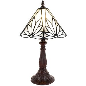 Clayre & Eef 5LL-6191 Lampa stołowa Tiffany biały, brązowy Ø 20x34 cm E14-max 1x25W