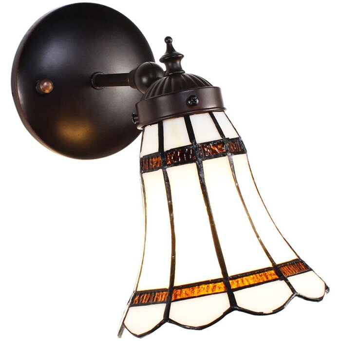 Clayre & Eef 5LL-6205 Lampa ścienna Tiffany biały, czerwony 17x12x23 cm E14-max 1x40W