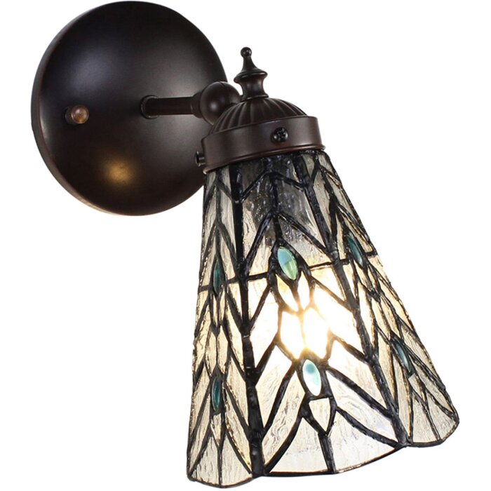 Clayre & Eef 5LL-6208 Lampa ścienna Tiffany szary, niebieski 17x12x23 cm E14-max 1x40W