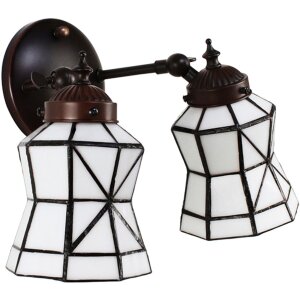 Clayre & Eef 5LL-6211 Lampa ścienna Tiffany zielony, biały 30x23x23 cm E14-max 2x25W