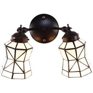 Clayre & Eef 5LL-6211 Lampa ścienna Tiffany zielony, biały 30x23x23 cm E14-max 2x25W