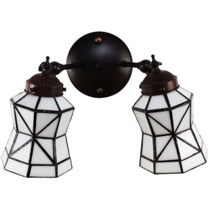 Clayre & Eef 5LL-6211 Lampa ścienna Tiffany zielony, biały 30x23x23 cm E14-max 2x25W