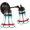 Clayre & Eef 5LL-6213 Lampa ścienna Tiffany niebieska, czerwona 30x23x23 cm E14-max 2x25W