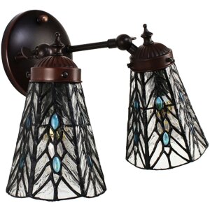 Clayre & Eef 5LL-6215 Lampa ścienna Tiffany szary, niebieski 30x23x23 cm E14-max 2x25W