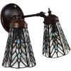 Clayre & Eef 5LL-6215 Lampa ścienna Tiffany szary, niebieski 30x23x23 cm E14-max 2x25W