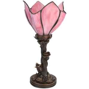 Clayre & Eef 5LL-6232 Lampa stołowa Tiffany kwiat różowy Ø 18x32 cm E14-max 1x25W