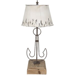 Clayre & Eef 5LMC0016 Lampa stołowa beżowa, brązowa Ø 35x79 cm