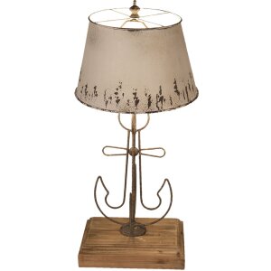 Clayre & Eef 5LMC0016 Lampa stołowa beżowa, brązowa Ø 35x79 cm