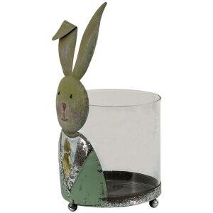 Clayre & Eef 64995 Lantern Rabbit Green, White, Pink 11x10x22 cm