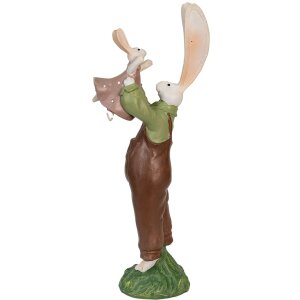 Clayre & Eef 6PR3566 Deco Rabbit Green, Pink 10x7x25 cm