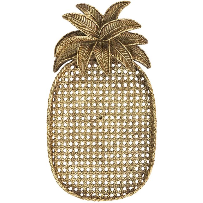 Clayre & Eef 6PR4774 Miska dekoracyjna Ananas w kolorze złotym 40x22x4 cm