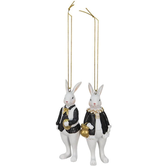 Clayre & Eef 6PR4784 Deco Rabbit Black (2) 4x4x10 - 4x4x10 cm