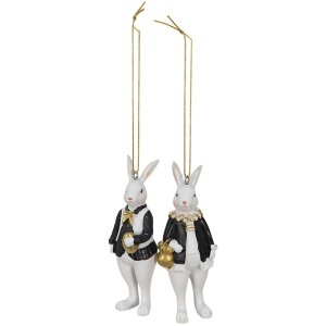 Clayre & Eef 6PR4784 Deco Rabbit Black (2) 4x4x10 -...