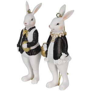 Clayre & Eef 6PR4784 Deco Rabbit Black (2) 4x4x10 -...