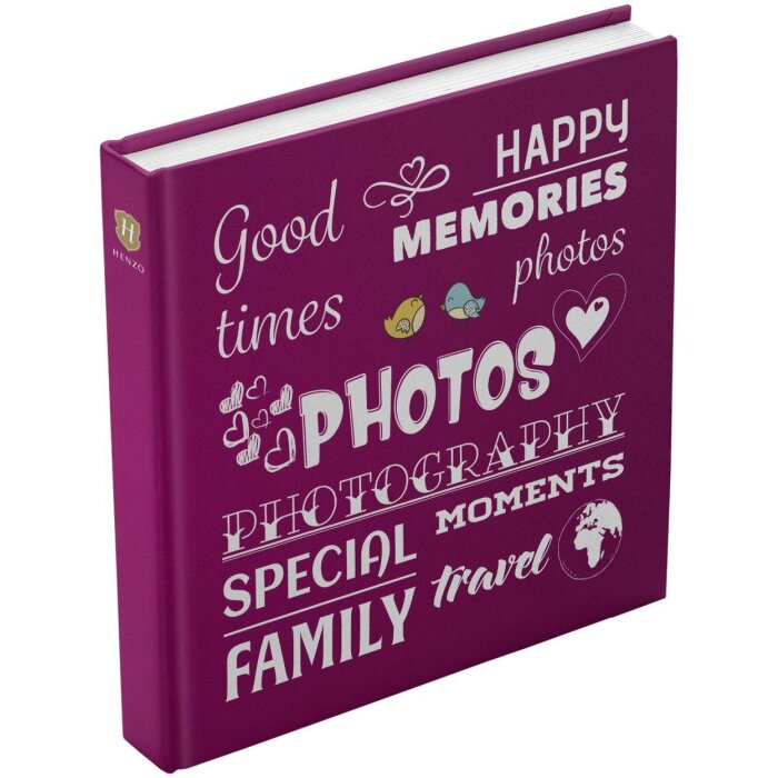 Henzo Jumbo Photo Album Wording bordowy 30x30 cm 100 białych stron