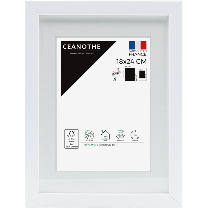 Ceanothe Picture Frame Milan white 24x30 cm z Passepartout 18x24 cm