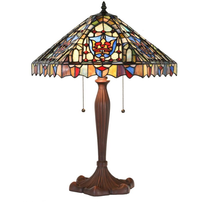 Clayre & Eef 5LL-1206 Lampa stołowa Tiffany Ø 47x60 cm E27-max 2x60W Beżowy - Niebieski