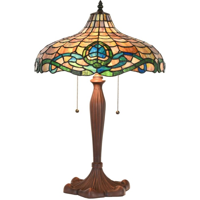 Clayre & Eef 5LL-1208 Lampa stołowa Tiffany Ø 41x60 cm E27-max 2x60W fioletowy - zielony