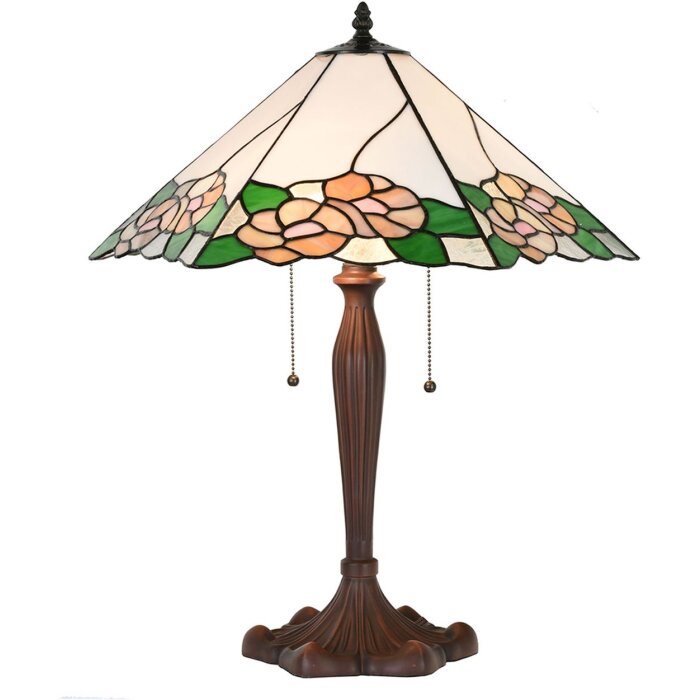 Clayre & Eef 5LL-1213 Lampa stołowa Tiffany 44x61x64 cm E27-max 2x60W biały - zielony