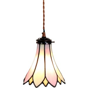 Clayre & Eef 5LL-6196 Lampa wisząca Tiffany Ø 15x115 cm E14-max 1x40W Różowy - Beżowy