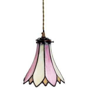 Clayre & Eef 5LL-6196 Lampa wisząca Tiffany Ø 15x115 cm E14-max 1x40W Różowy - Beżowy