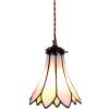 Clayre & Eef 5LL-6196 Lampa wisząca Tiffany Ø 15x115 cm E14-max 1x40W Różowy - Beżowy