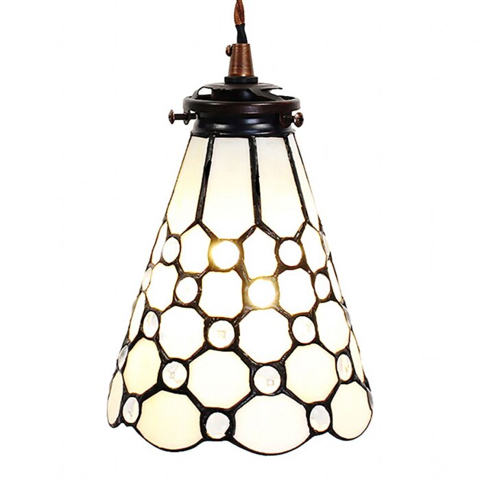 Clayre & Eef 5LL-6198 Lampa wisząca Tiffany Ø 15x115 cm E14-max 1x40W biały - brązowy