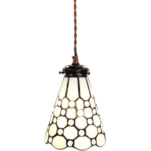 Clayre & Eef 5LL-6198 Lampa wisząca Tiffany Ø 15x115 cm E14-max 1x40W biały - brązowy