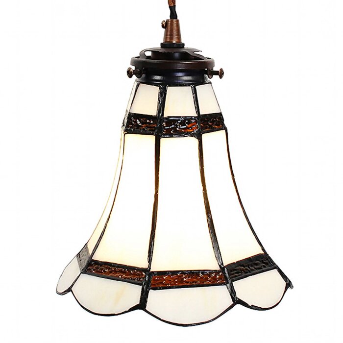 Clayre & Eef 5LL-6201 Lampa wisząca Tiffany Ø 15x115 cm E14-max 1x40W biały - brązowy