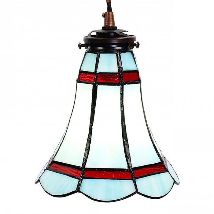 Clayre & Eef 5LL-6202 Lampa wisząca Tiffany Ø 15x115 cm E14-max 1x25W niebieski - czerwony