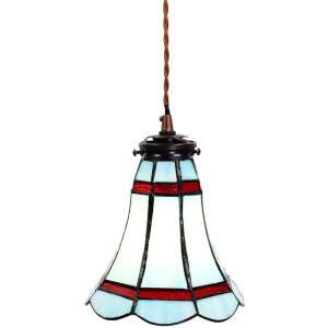 Clayre & Eef 5LL-6202 Lampa wisząca Tiffany Ø 15x115 cm E14-max 1x25W niebieski - czerwony