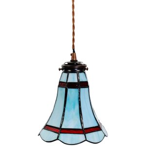 Clayre & Eef 5LL-6202 Lampa wisząca Tiffany Ø 15x115 cm E14-max 1x25W niebieski - czerwony