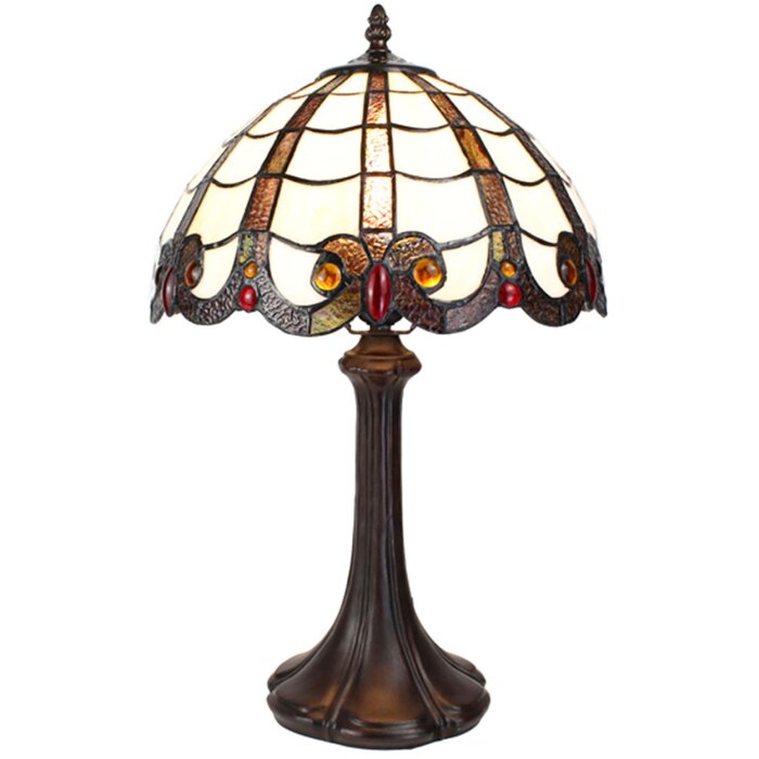 Clayre & Eef 5LL-6239 Lampa stołowa Tiffany Ø 31x43 cm E27-max 1x60W brązowy - beżowy