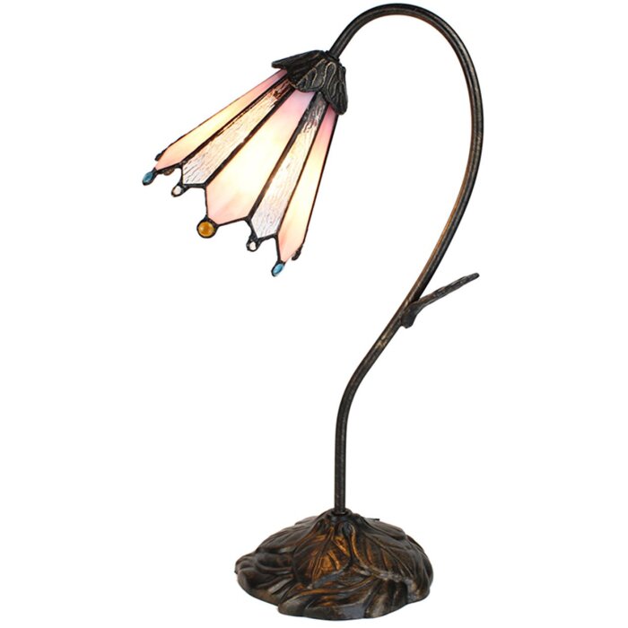 Clayre & Eef 5LL-6246 Lampa stołowa Tiffany 30x17x48 cm E14-max 1x25W Brązowy - Różowy