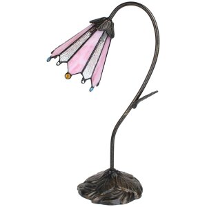 Clayre & Eef 5LL-6246 Lampa stołowa Tiffany 30x17x48 cm E14-max 1x25W Brązowy - Różowy