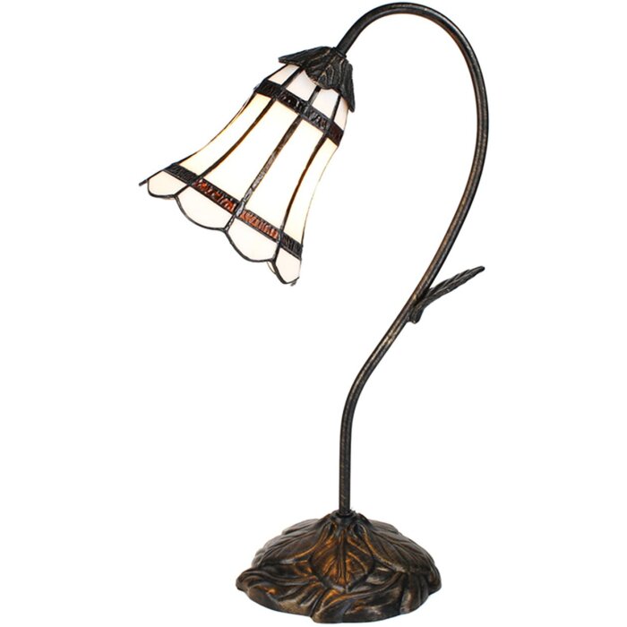 Clayre & Eef 5LL-6250 Lampa stołowa Tiffany 30x17x48 cm E14-max 1x25W brązowy - biały