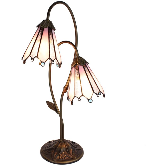 Clayre & Eef 5LL-6251 Lampa stołowa Tiffany 35x18x61 cm E14-max 2x25W Brązowy - Różowy