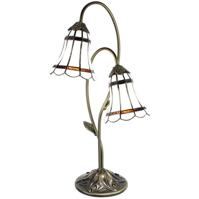 Clayre & Eef 5LL-6253 Lampa stołowa Tiffany 35x18x61 cm E14-max 2x25W brązowy - biały