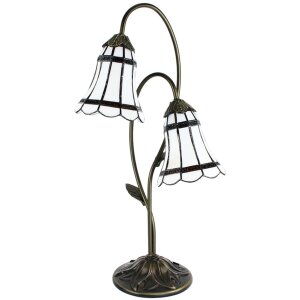 Clayre & Eef 5LL-6253 Lampa stołowa Tiffany 35x18x61 cm E14-max 2x25W brązowy - biały