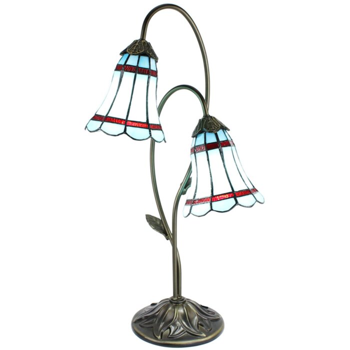 Clayre & Eef 5LL-6254 Lampa stołowa Tiffany 35x18x61 cm E14-max 2x25W Brązowy - Niebieski