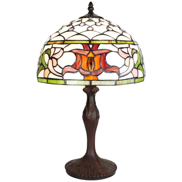 Clayre & Eef 5LL-6276 Lampa stołowa Tiffany Ø 30x49 cm E27-max 1x60W biały - zielony