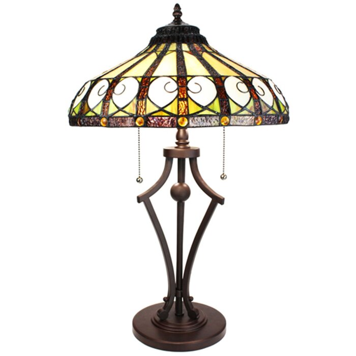 Clayre & Eef 5LL-6278 Lampa stołowa Tiffany Ø 41x64 cm E27-max 2x60W beżowy - zielony