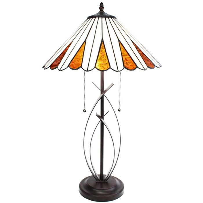 Clayre & Eef 5LL-6280 Lampa stołowa Tiffany Ø 41x69 cm E27-max 2x60W beżowy - brązowy