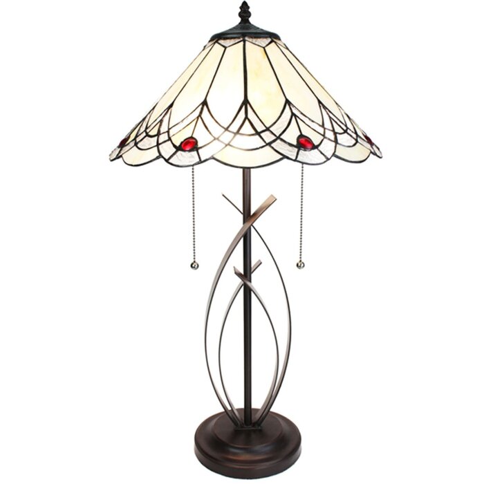 Clayre & Eef 5LL-6283 Lampa stołowa Tiffany Ø 39x69 cm E27-max 2x60W Beżowy