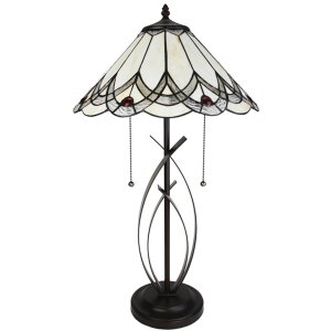 Clayre & Eef 5LL-6283 Lampa stołowa Tiffany Ø 39x69 cm E27-max 2x60W Beżowy