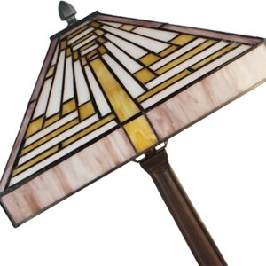 Clayre & Eef 5LL-6285 Lampa stołowa Tiffany 31x31x48 cm E27-max 1x60W Beżowy - Fioletowy