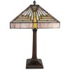 Clayre & Eef 5LL-6285 Lampa stołowa Tiffany 31x31x48 cm E27-max 1x60W Beżowy - Fioletowy