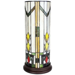 Clayre & Eef 5LL-6297 Lampa stołowa Tiffany Ø 18x40 cm E14-max 1x25W beżowy - brązowy