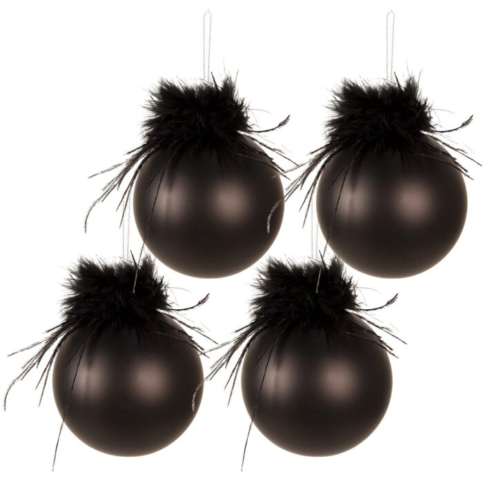 Clayre & Eef 6GL3944 Christmas Tree Ball Ø 10 cm (zestaw 4) Black