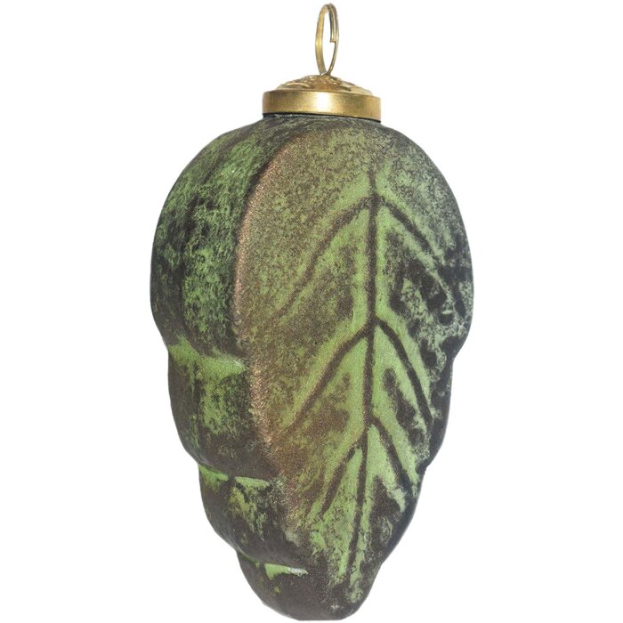 Clayre & Eef 6GL4042 Christmas Tree Ball Leaf 7x4x13 cm Green - Brown